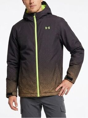 Under Armour Youth's Black & Green Puffer Jacket sz L